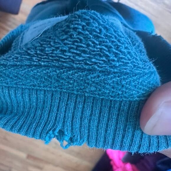 We The Free Camden Oversized Pullover Sweatshirt Teal Slouchy Crew XS - Picture 5 of 10